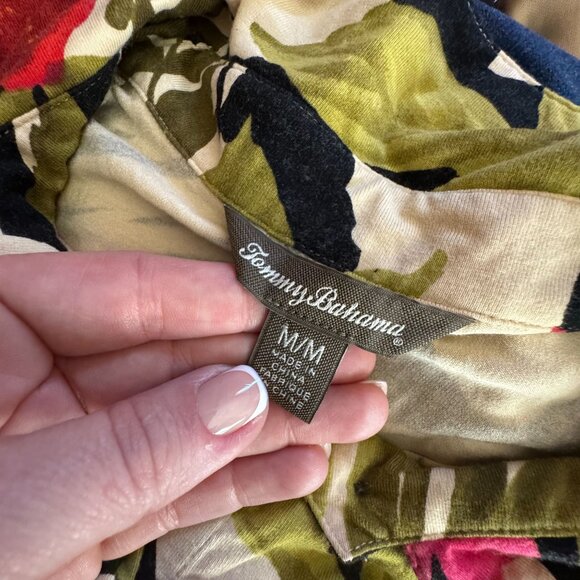 Tommy Bahama Tropical Print Long Sleeve Stretch Shirt Dress M Stretch Button Up - Picture 5 of 7